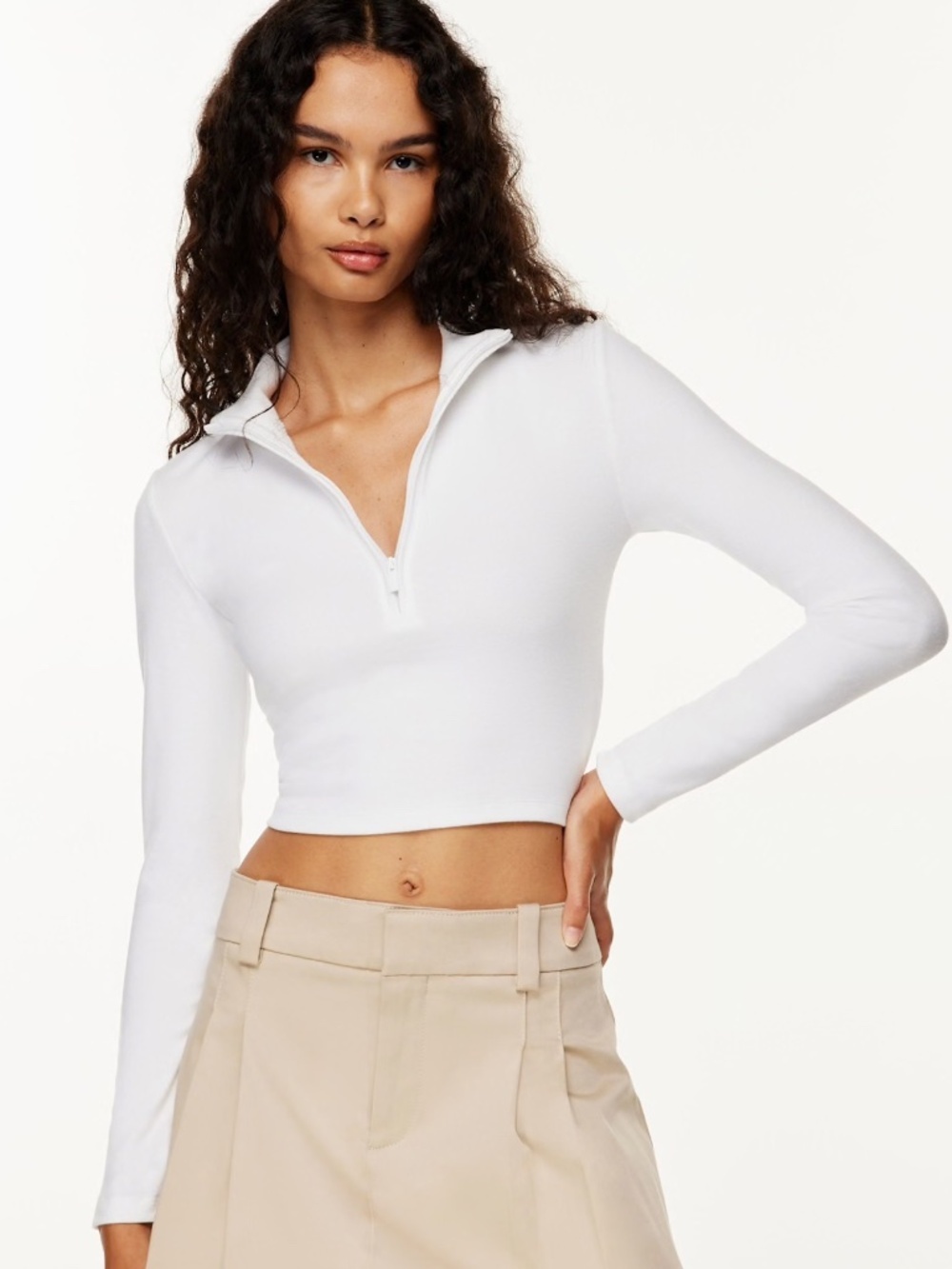 Aritzia Sunday Best BESTHUG™ Monarch 1/2 Zip Longsleeve White Size S